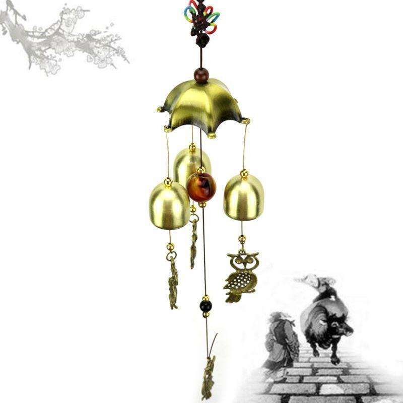 Farmhouse Wind Chime Owl Bells Windchime Decor Art Ornament Crafts Present Gifts