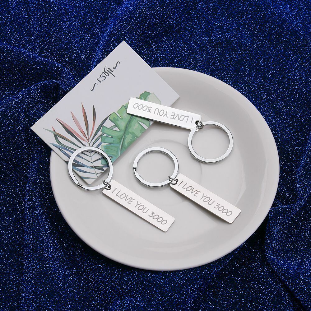 Wife Husband Gift Metal Car Pendant I Love You 3000 Keyring Keyfob Key Ring