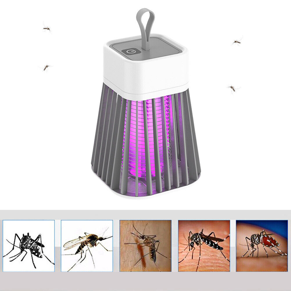 Electric Bug Insect Trap LED Lamp Mute Mosquito Killer (Rechargeable Grey)