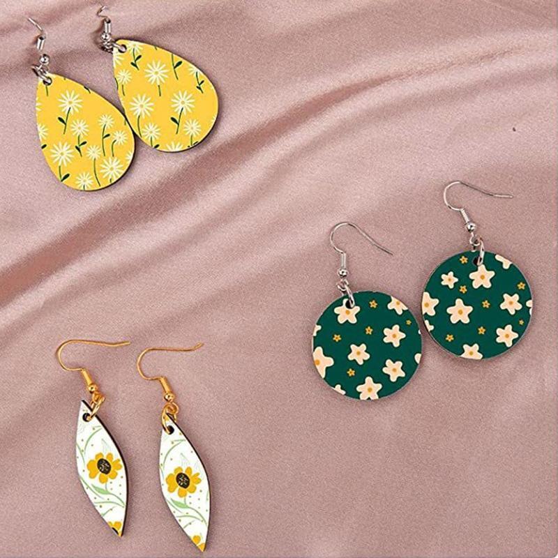12PCS Sublimation Heat Transfer Earring Unfinished Wood Earring DIY Making Craft