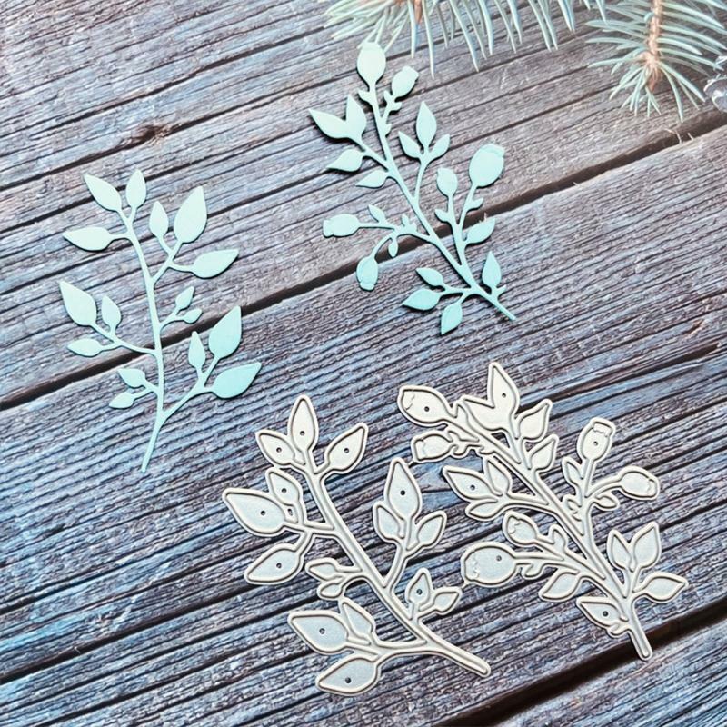 1 Set Flowerbud Leaves Metal Cutting Dies Embossing Stencil DIY Album Template