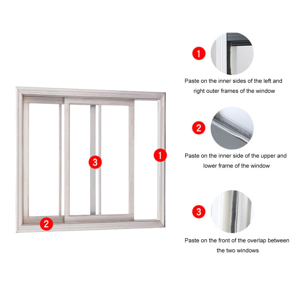 Self Adhesive Door Window Seal Brush Strip Sound Insulation Strip (White)