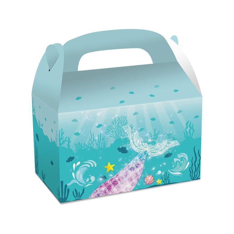 12 Pcs Colorful Mermaid Gift Paper Bags Ocean Sea Life Gift Boxes Party Supplies