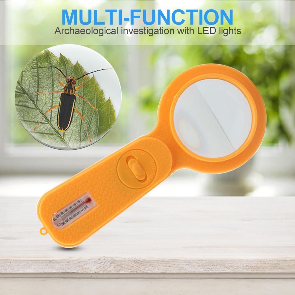 5 in 1 Thermometer with Compass and LED Lamp for Money Checking Magnifier