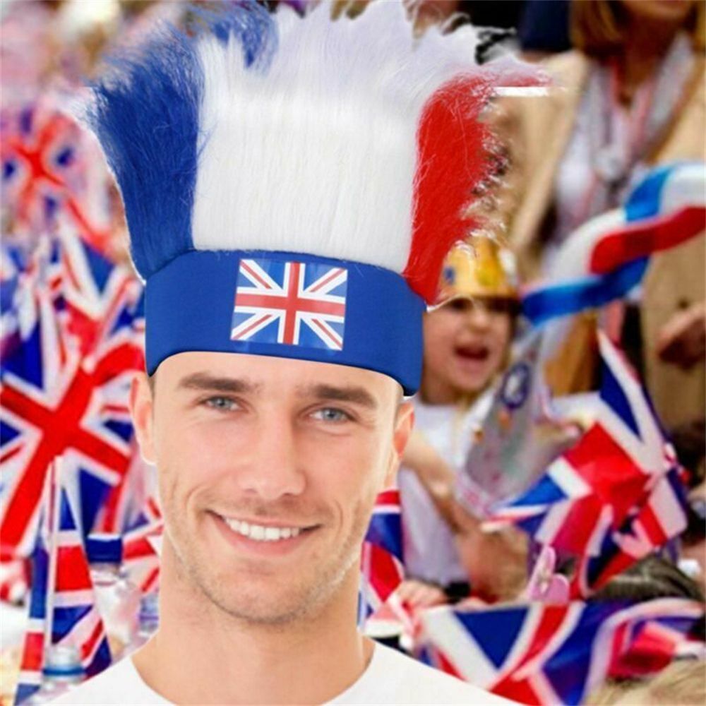 Dress Jubilee Hats Red White Blue Headband Wig Union Jack Flag Head Covers