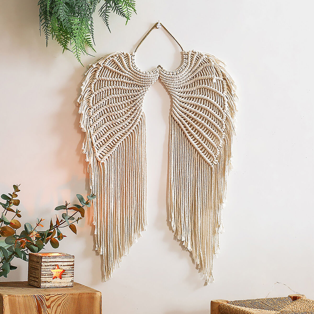 Angel Wings Shaped Cotton Pendant Eco-Friendly Material Wall Hanging Decor