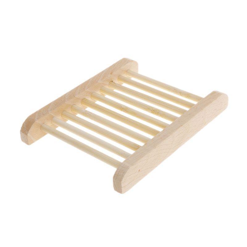 Wooden Handmade Bathroom Anti-Skid Soap Dish Sink Drain Holder Sundries Rack