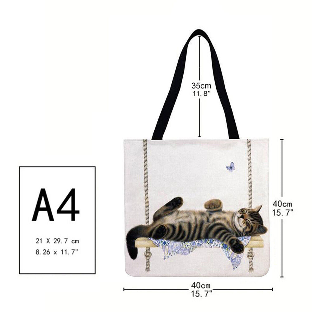 Lazy cat Printed Shoulder Shopping Bag Casual Large Tote Handbag (40*40cm)