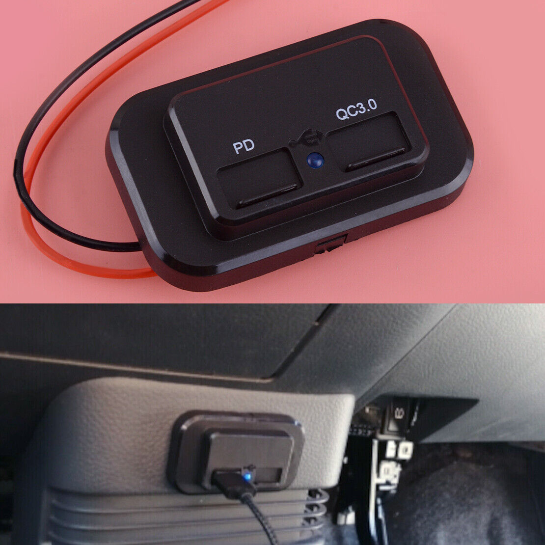 12V-24V Dual USB PD QC3.0 Car Boat RV Fast Charger Socket LED Power Outlet