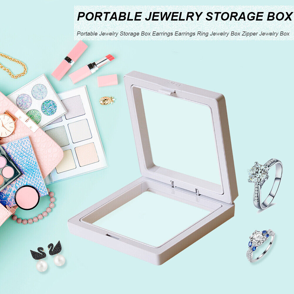 10pcs Floating Display Stands Clear Jewelry Necklace Box (White 7x7x2cm)