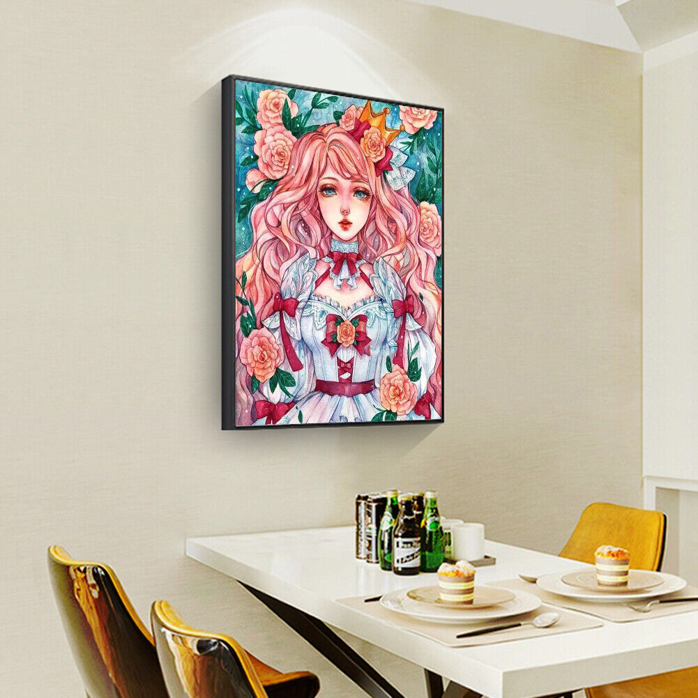 Girl Flowers 5D DIY Full Drill Diamond Painting Rhinestone Wall Art (DM293)