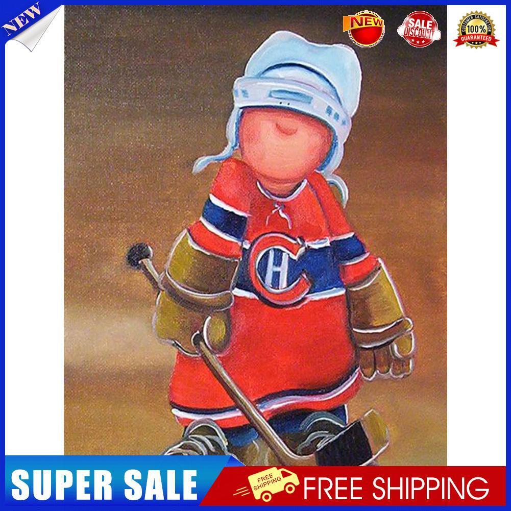 5D DIY Little Hockey Boy Full Round Drill Diamond Painting Kit Craft Art