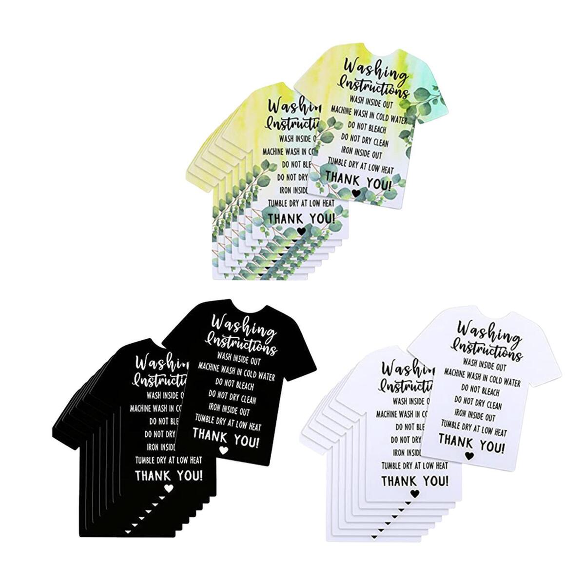150Pcs T Shirt Washing Instructions Cards 3.5inch Shirt Care Cleaning Card