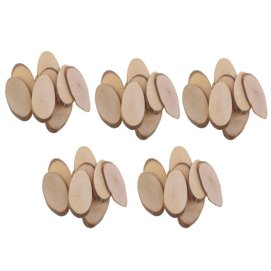 50pcs Oval Shapes Wood Log Slices Natural Tree Bark Decorative Embellishment