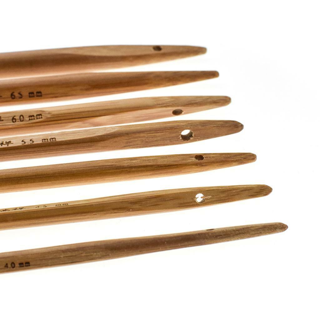 7 Pieces Wooden Knitter's Long Crochet Hooks Set Needles for Sewing 4mm-7mm