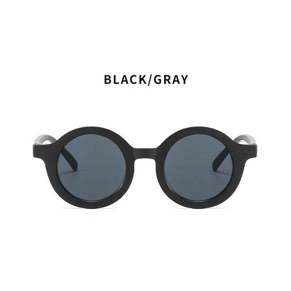 Summer Kids Girl Boy Sunglasses Children Round Sun Glasses UV400 (Black)