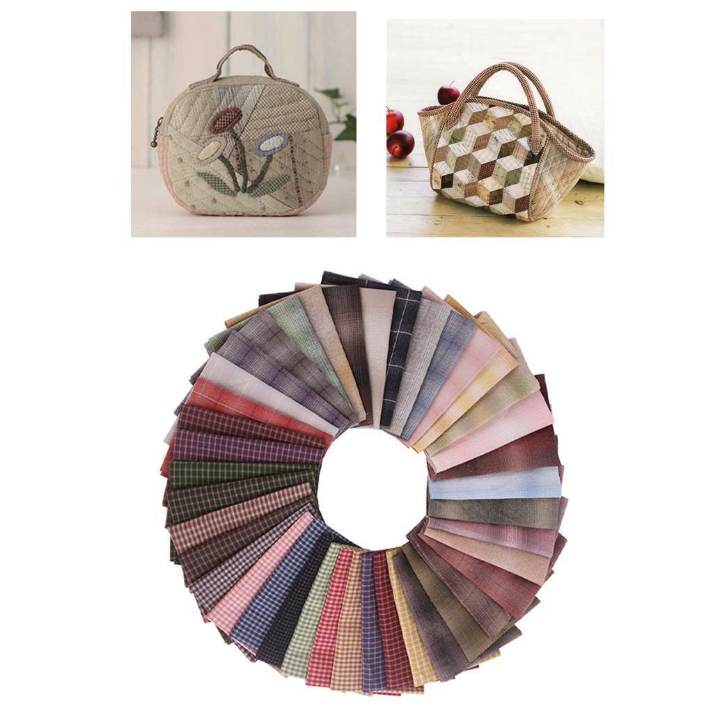 50Pcs  Plaid Fabric Square  Quilting Fabric for DIY Handcraft
