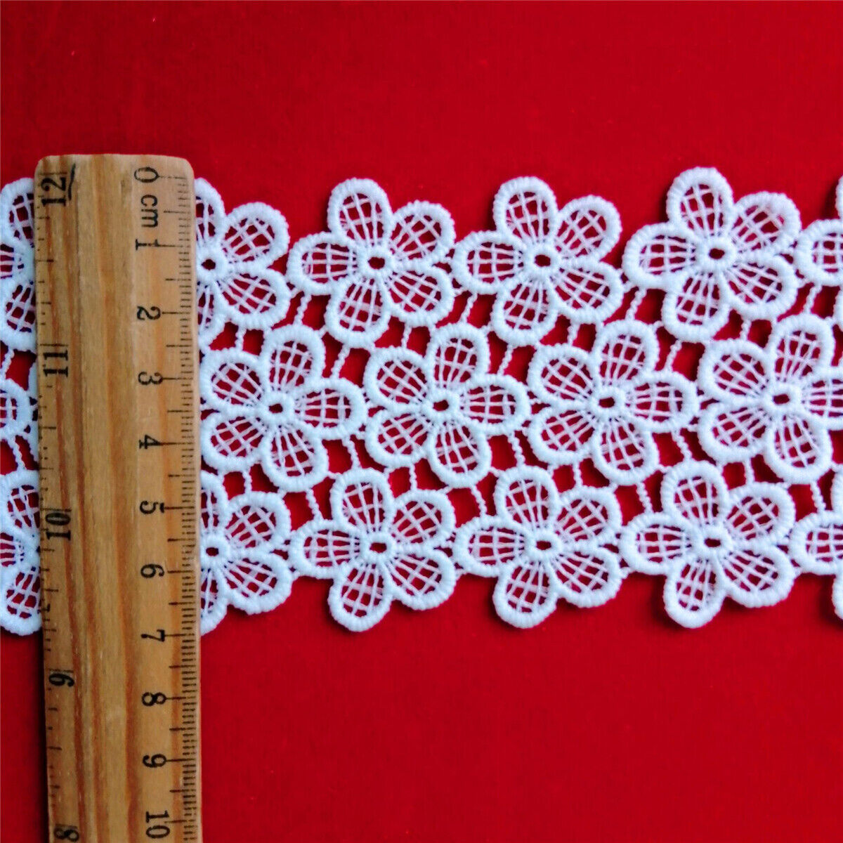 7cm Width Milk Silk Embroidered Flower Lace Fabric Trims Ribbon Dress DIY Sewing
