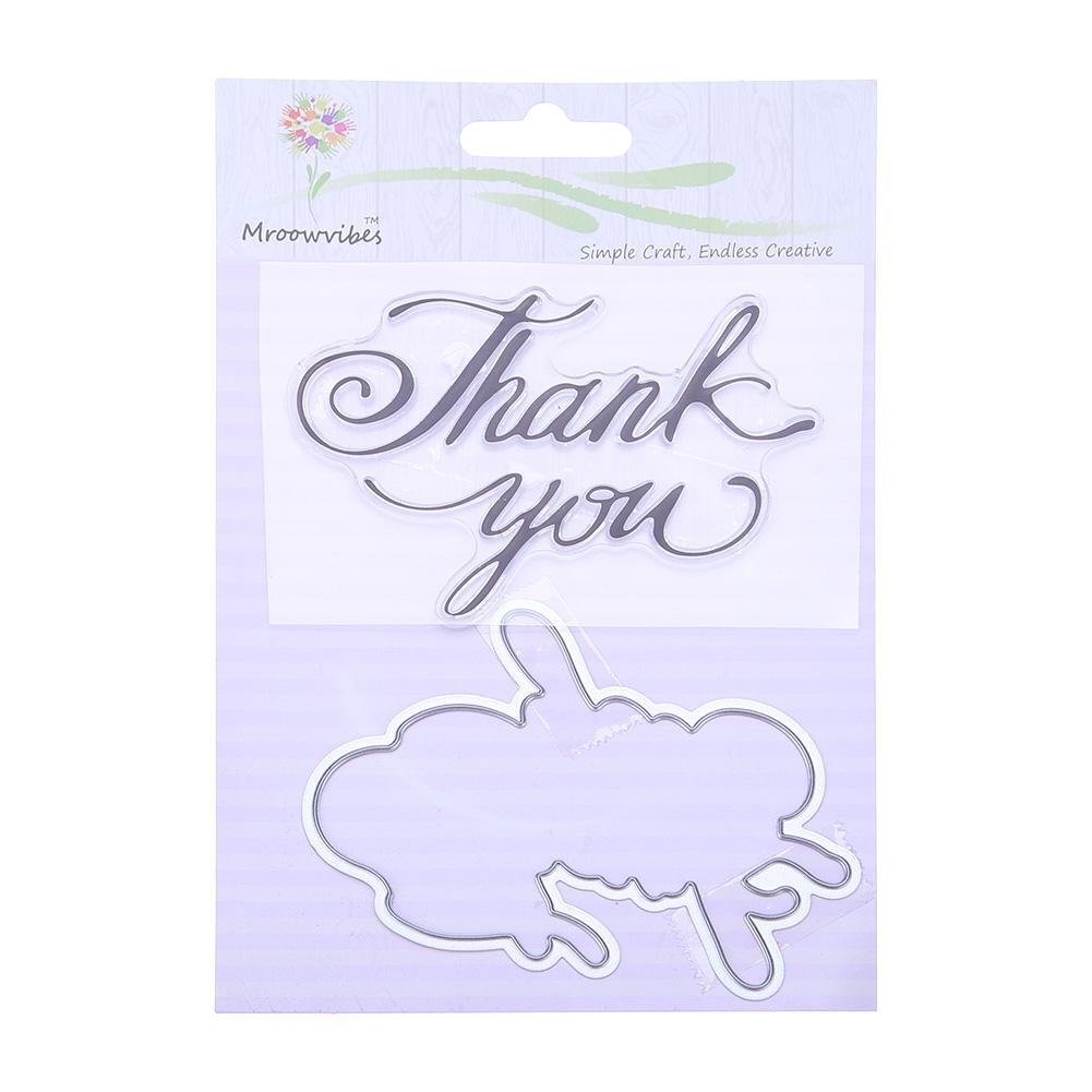 Silicone Thank You Stamp+Metal Cutting Dies Stencil Frame Scrapbook Album