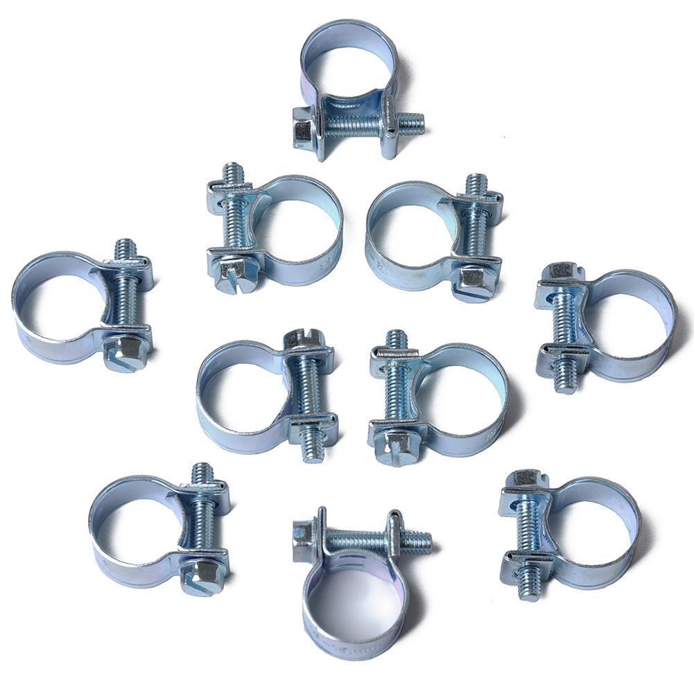 10pcs Carbon Steel Mini Fuel Injection Hose Clamps for Fuel Pipe (13-15mm)