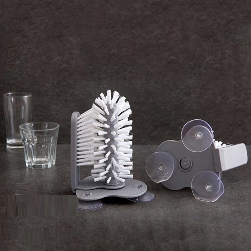 Wall Suction Cleaning Cup Brush 2 in 1 Lazy Thermos Bottle Glass Cleaner