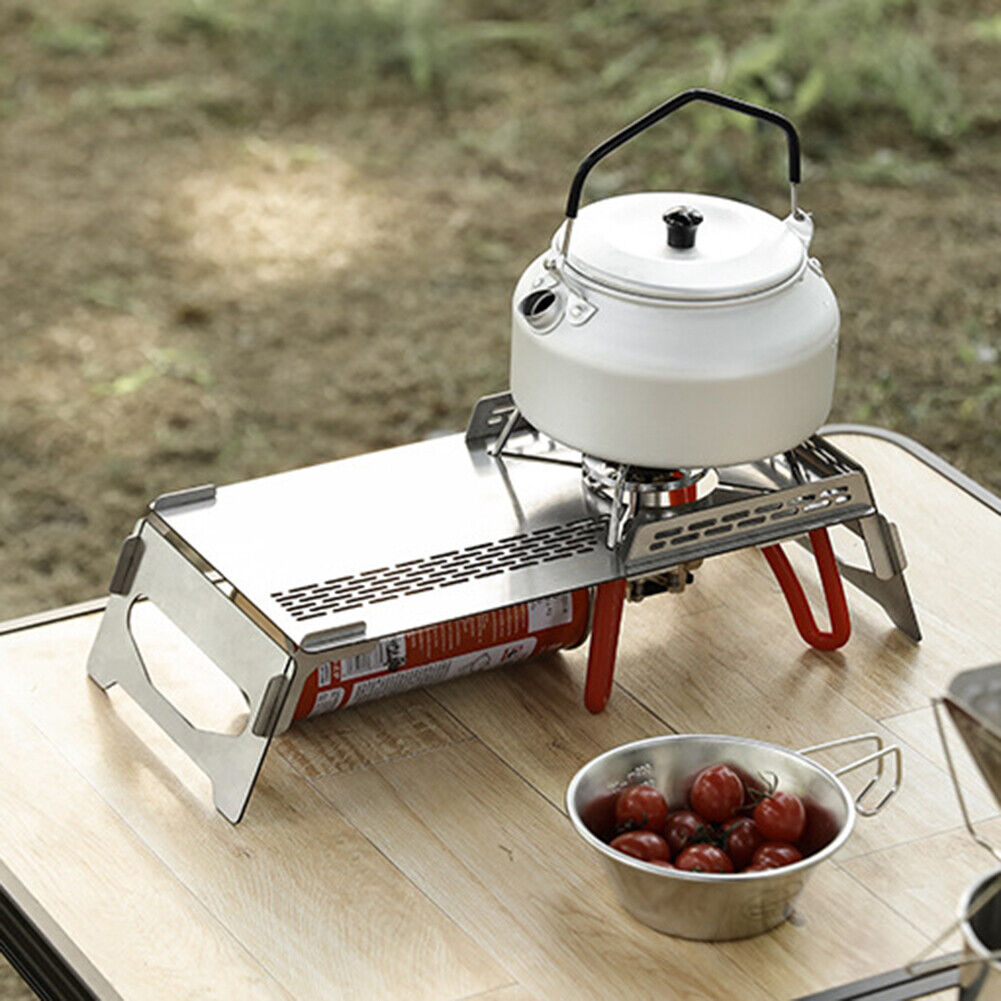 Portable Camping Picnic BBQ Table Heat Insulation Gas Stove Folding Desk
