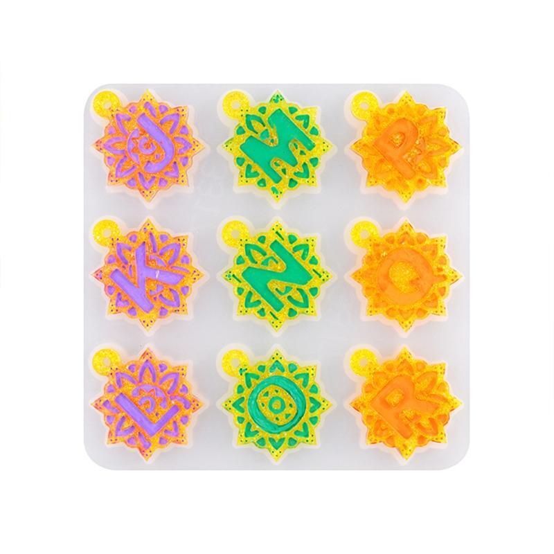 Mandala Letter Mold for Keychains Fridge Magnets  Ornaments Pendant Decorations