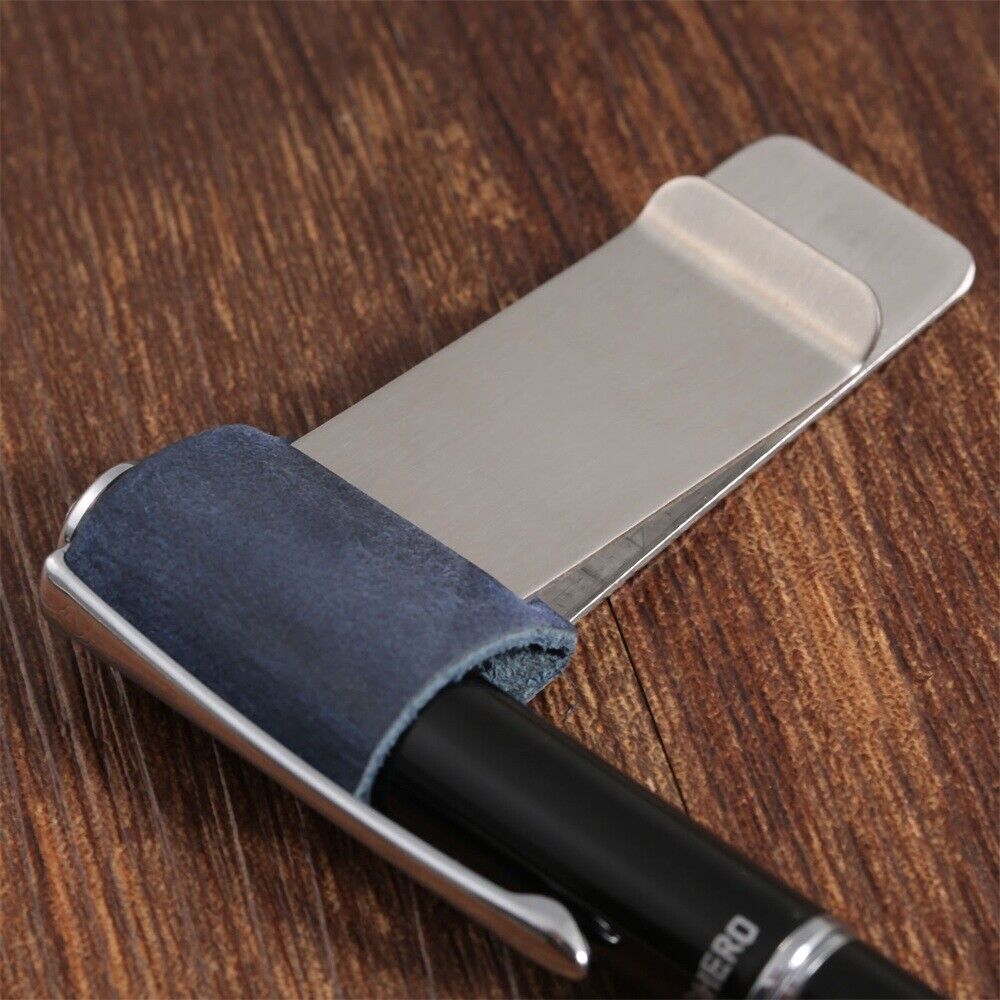 New Blue Leather Pen Holder Organizer For Passport Notebook Diary Journal Memo