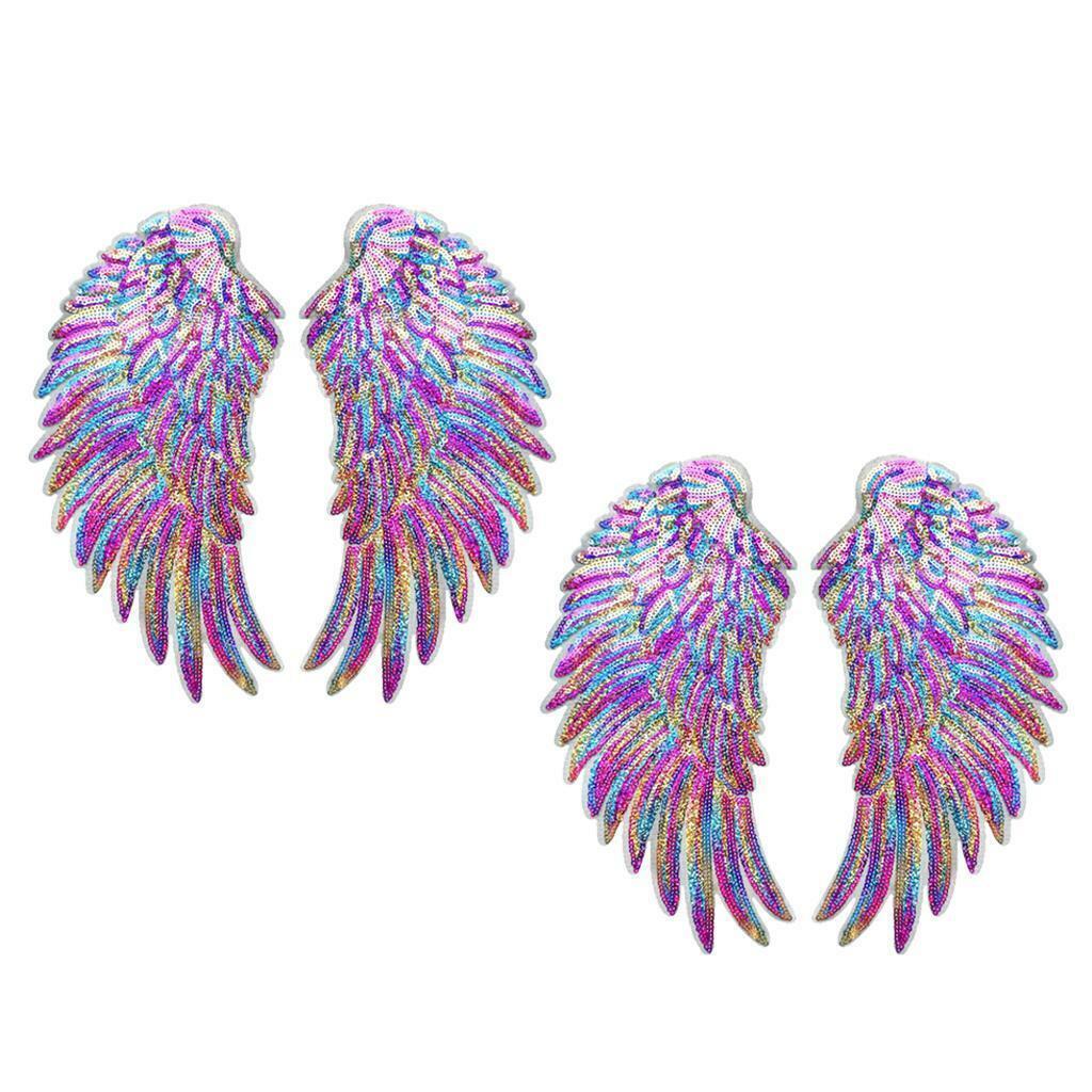 4 Colorful Angel  Sequin Patches Shiny Applique Jackets Bags Decor