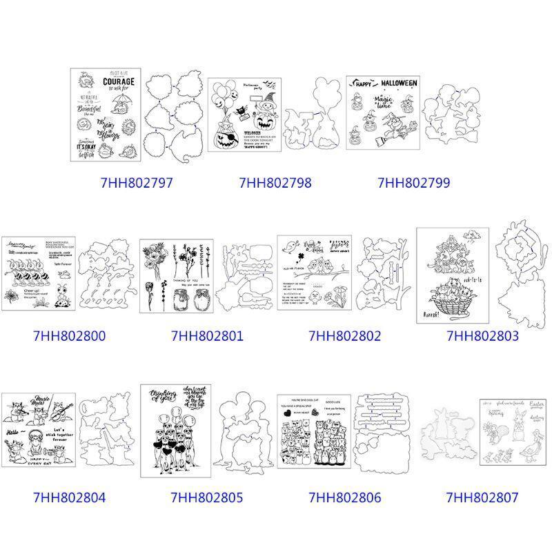 Cute Rabbit Metal Cutting Dies And Clear Stamp Set For DIY Scrapbooking Photo
