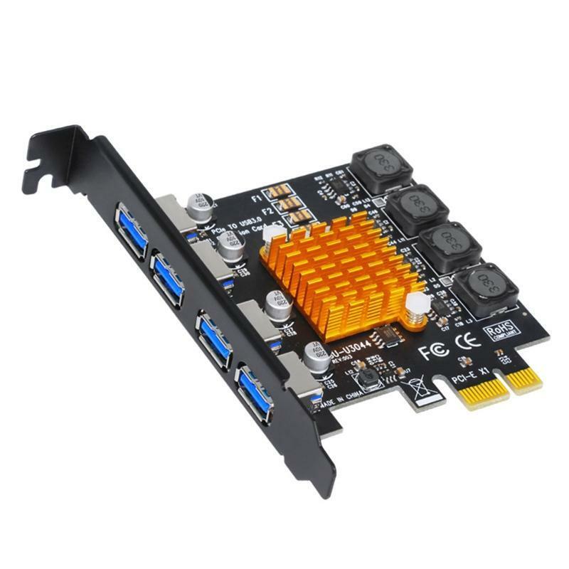 FAST USB 3.0 PCI-E PCIE 4 PORTS Express Expansion Card Adapter 8A Power+Heatsink