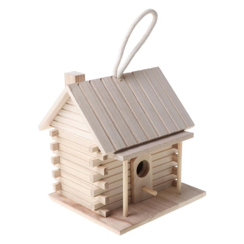 Wood Bird House with Perch Small Birdhouse to Paint Wooden Sleeping Nest