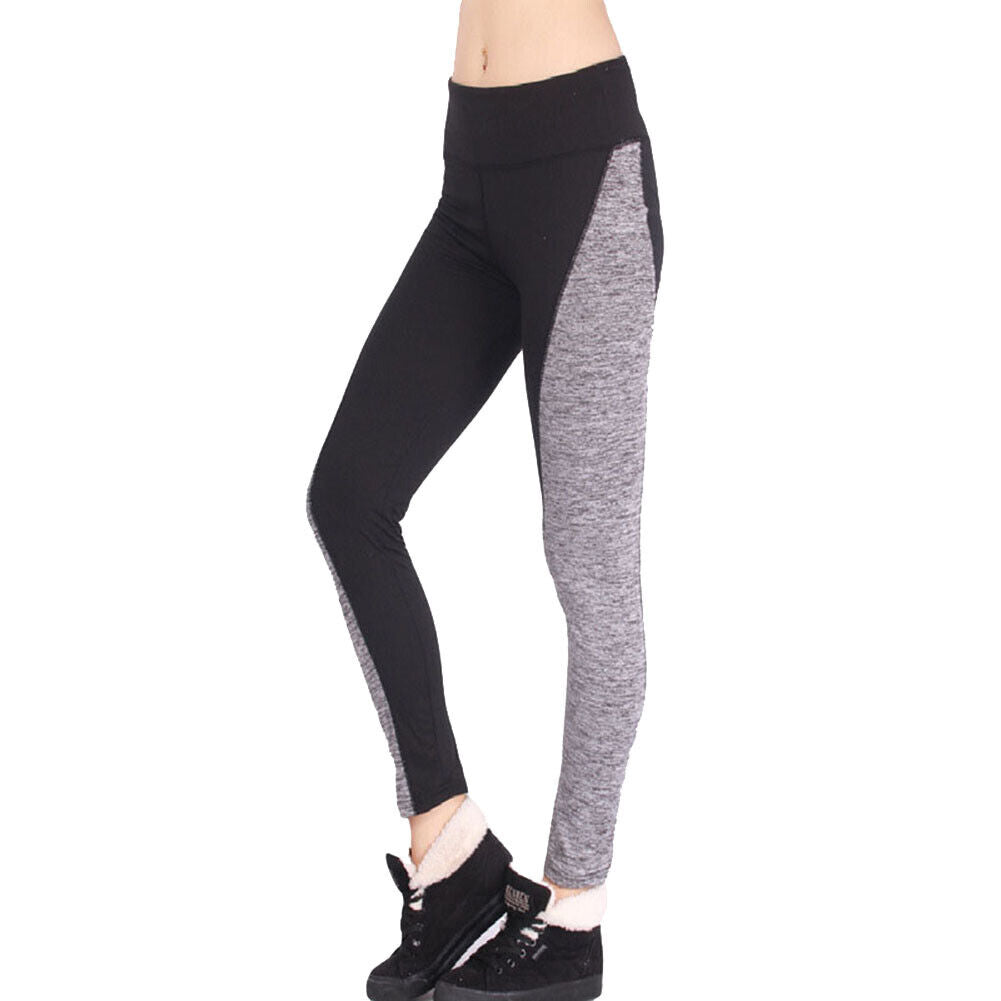 Women Patchwork Hip Lift Sports Pants Yoga Leggings(Black Crotch XXL)-15093