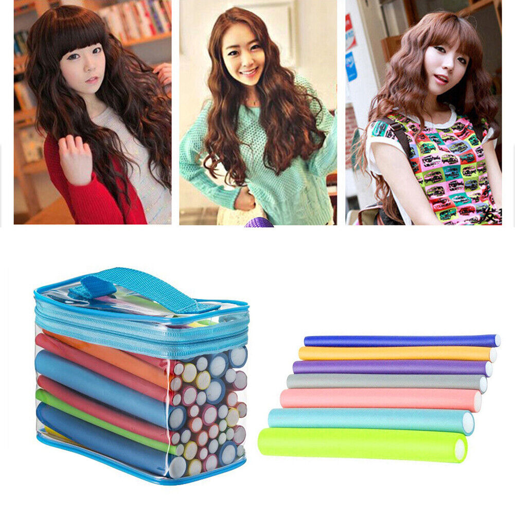 42pcs Heatless Hair Curling Rod Soft Flexible Hair Roller Ribbons Random