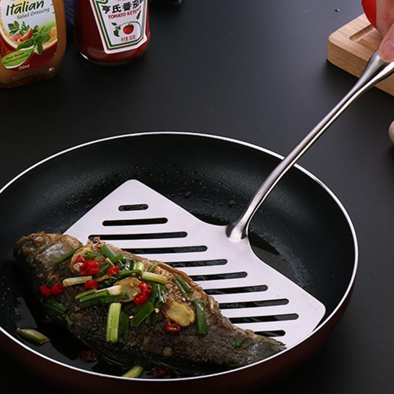 Stainless Steel Barbecue Tong Fried Steak Fish Shovel Frying Pan Spatulas BBQ