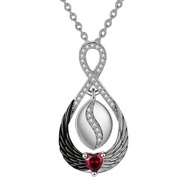 Black and White Angel Wings Pendant Necklace Female Fashion Wing Jewelry