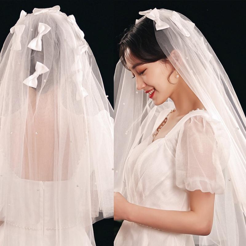 Wedding Bridal Veil Simple Cut Edge Short Sheer Veils 2 Tiers 24-32 Inch Long