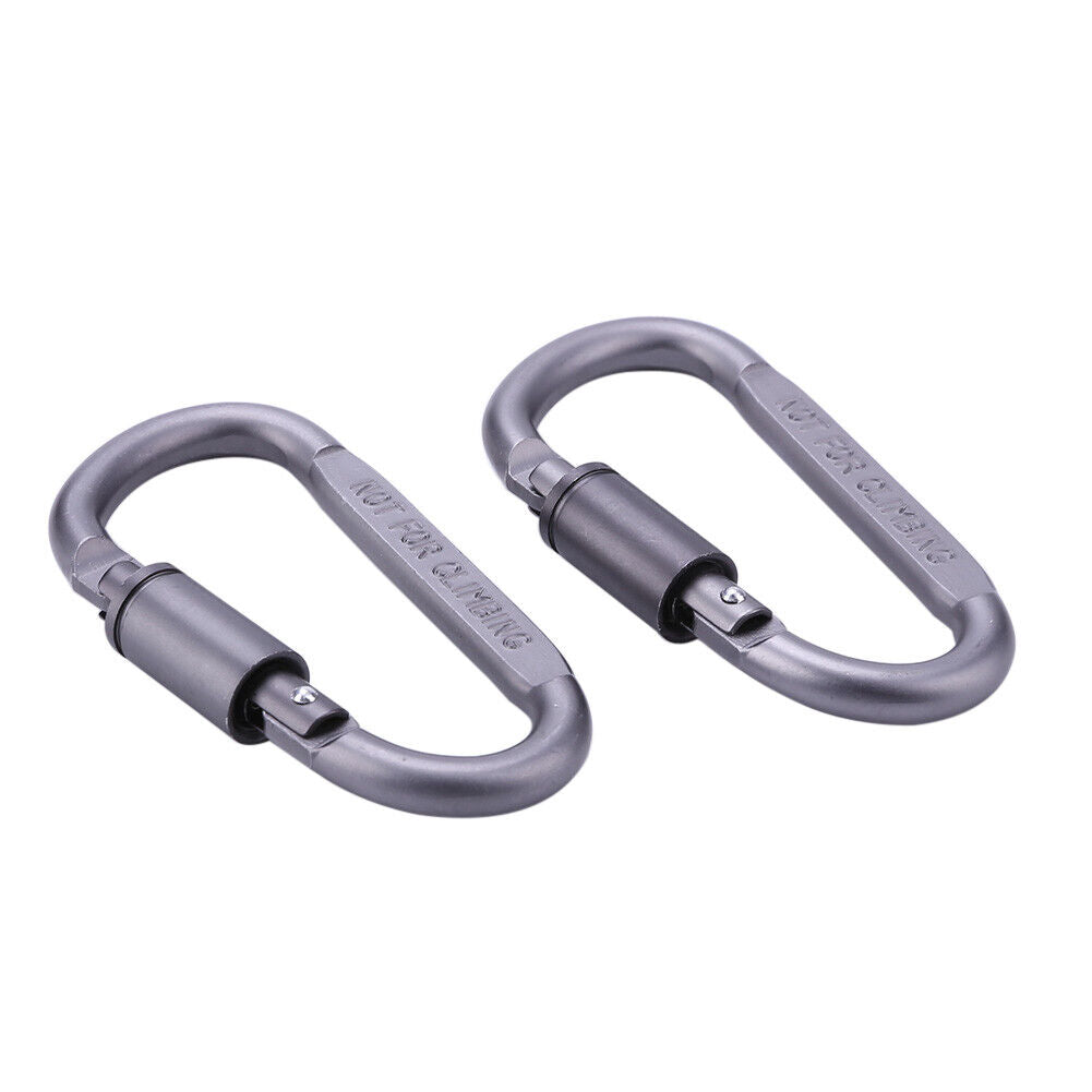 2Pcs Screw Lock D-Shaped Carabiner Hook Keyring Clip Camping Outdoor Sports