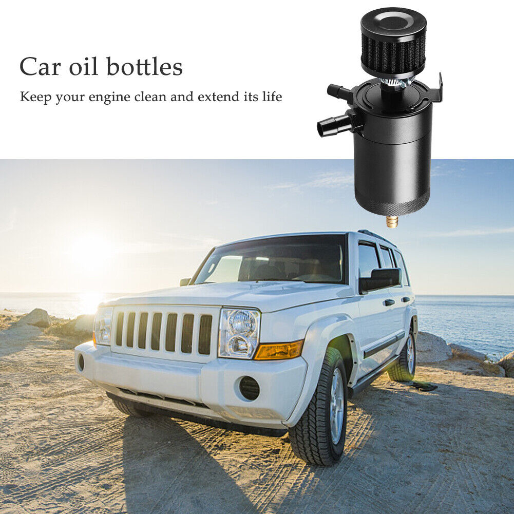 Baffled Reservoir Oil Catch Can Kit 2-Port Oil Tank with Drain Valve Filter