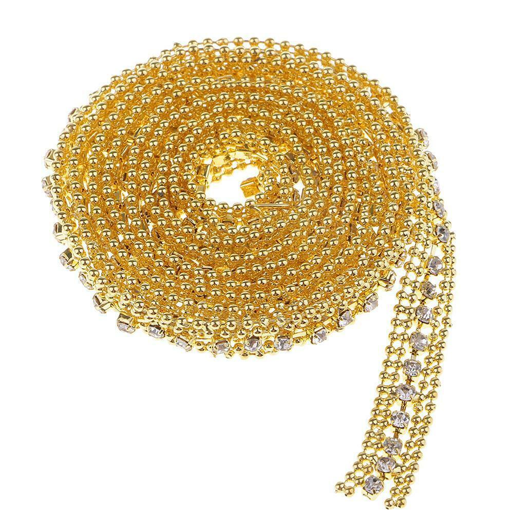1 Yard Rhinestone Beaded Ribbon Crafts Applique Lace Sewing Trims Chain DIY