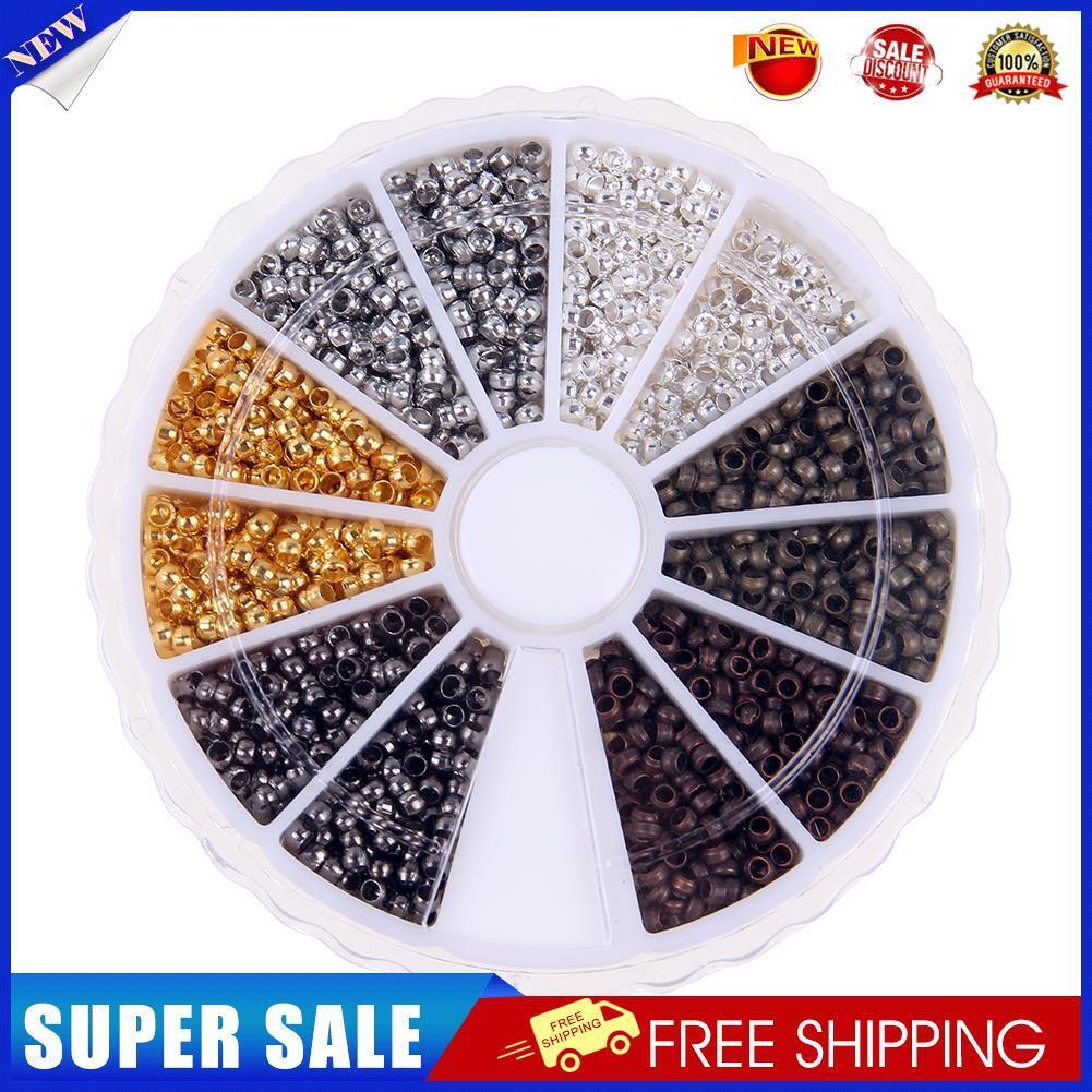 3000pcs 6colors/box 2mm Brass Round Crimp End Beads for Jewelry Accessories