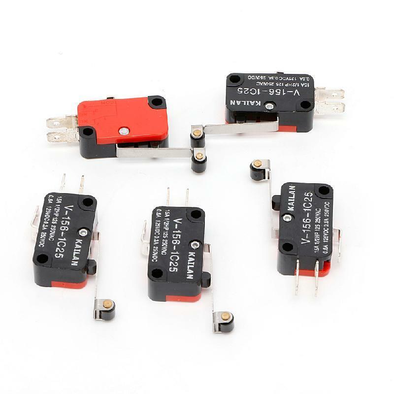 5Pcs Micro Limit Switch Long V-156-1C25 Hinge Roller Momentary SPDT Snap Action