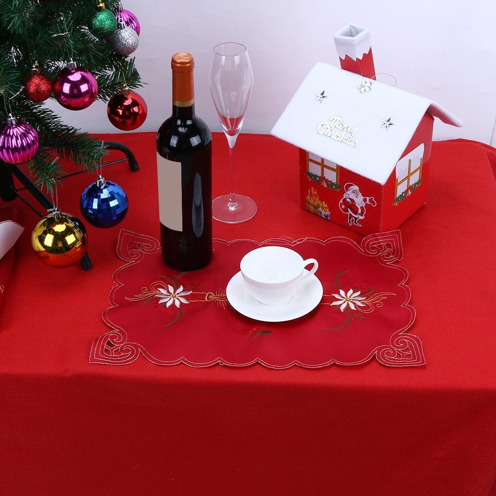 Christmas Embroider Hollow Dining Cup Pad Mat Party Dish Pad(Candles)