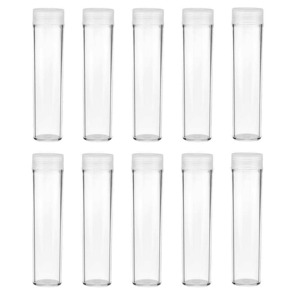 10x Clear Coins Tube Cases  Organizer Container for 25 Coins 20.5mm