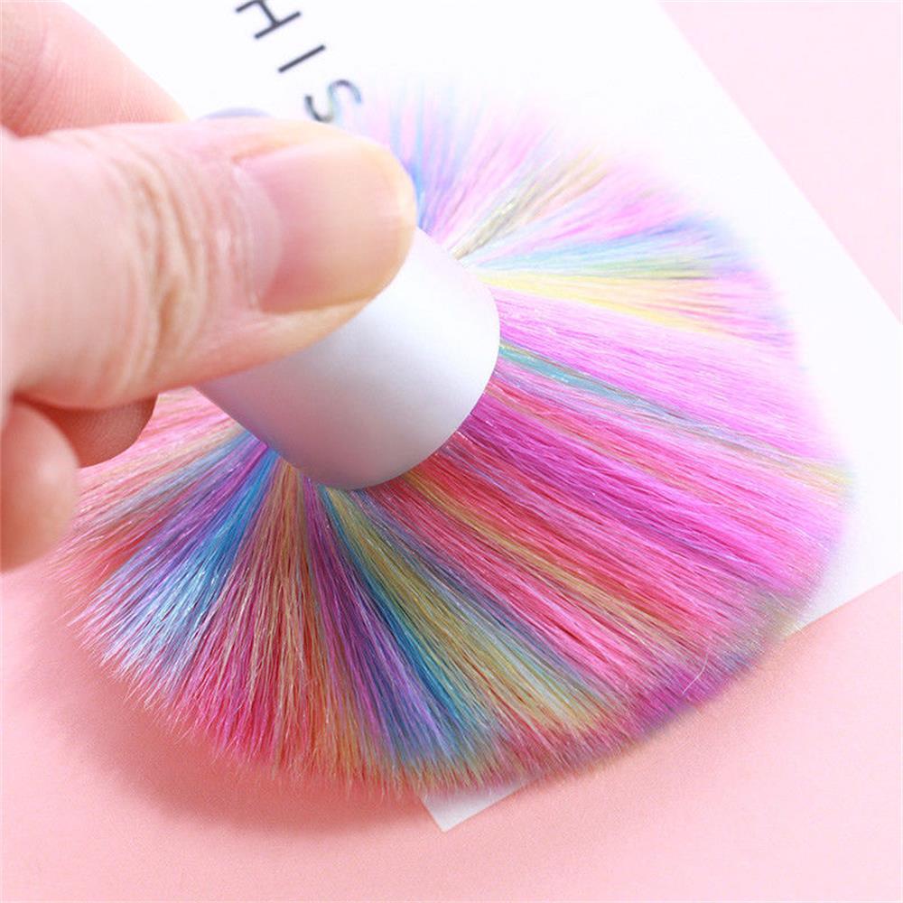 Rainbow Color Manicure Cleaner Nail Art Dust Brush Fiber Hair Powder Remover