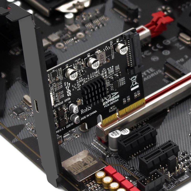 20Gbps PCIE X4 to Type-C USB 3.2 Gen 2X2 Expansion Adapter Card for Desktop PC