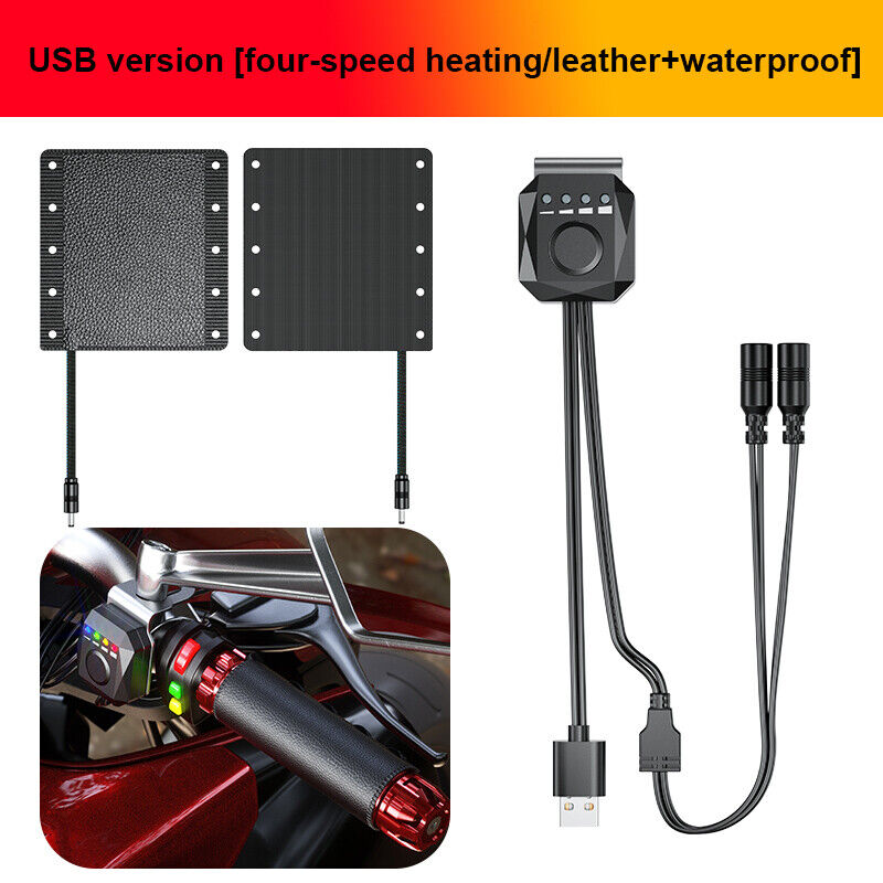 USB Handlebar Warmer Cover Waterproof Motorcycle Heated Pads Hand Grips Kit