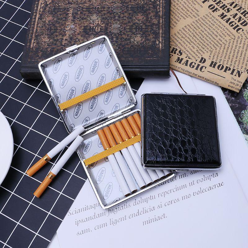Leather Cigarette Case Personalized Creative 20 Sticks with Rubber Band Gift Box