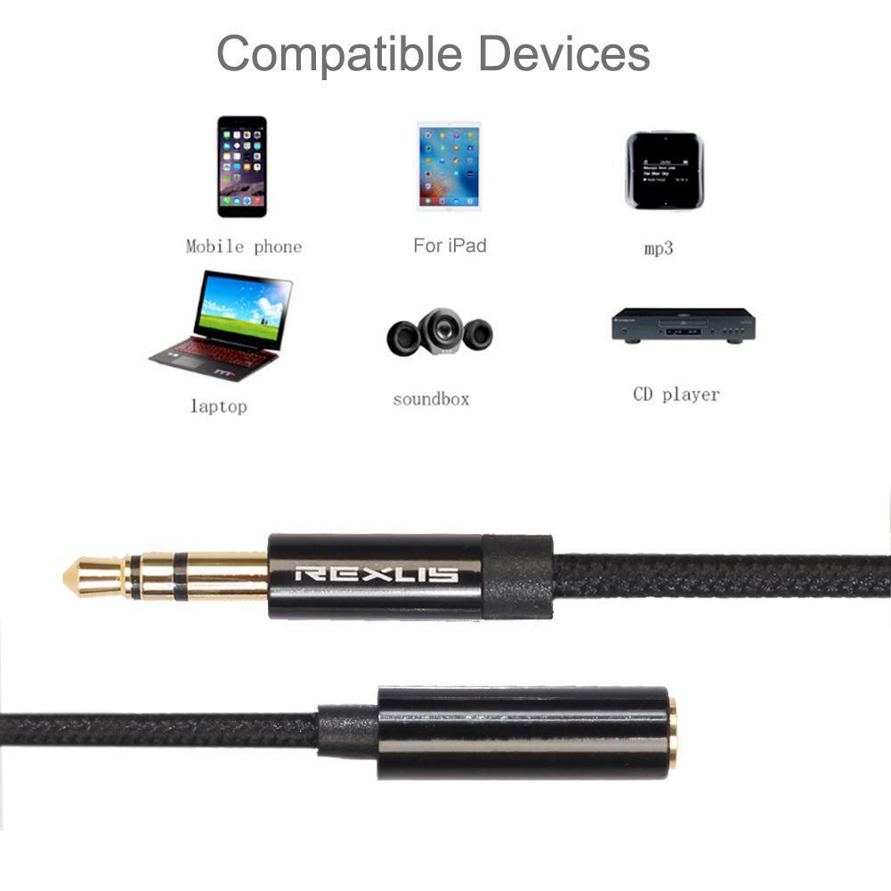 Braided Headphone Extension Cable 3.5mm Jack Male to Female Audio Cord