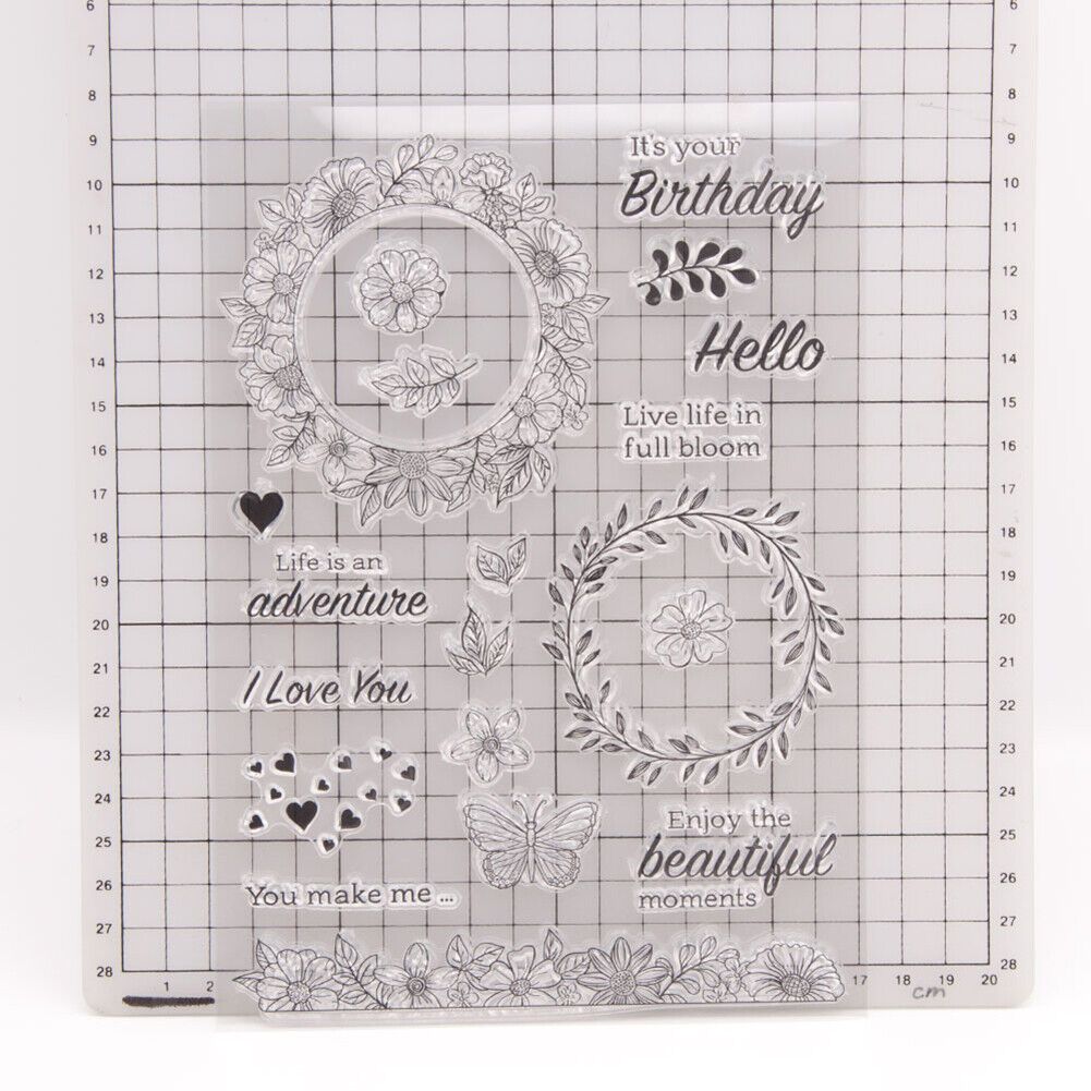 Stamp DIY Silicone Seals Flower Wreath Scrapbooking Card Photo Album Decor